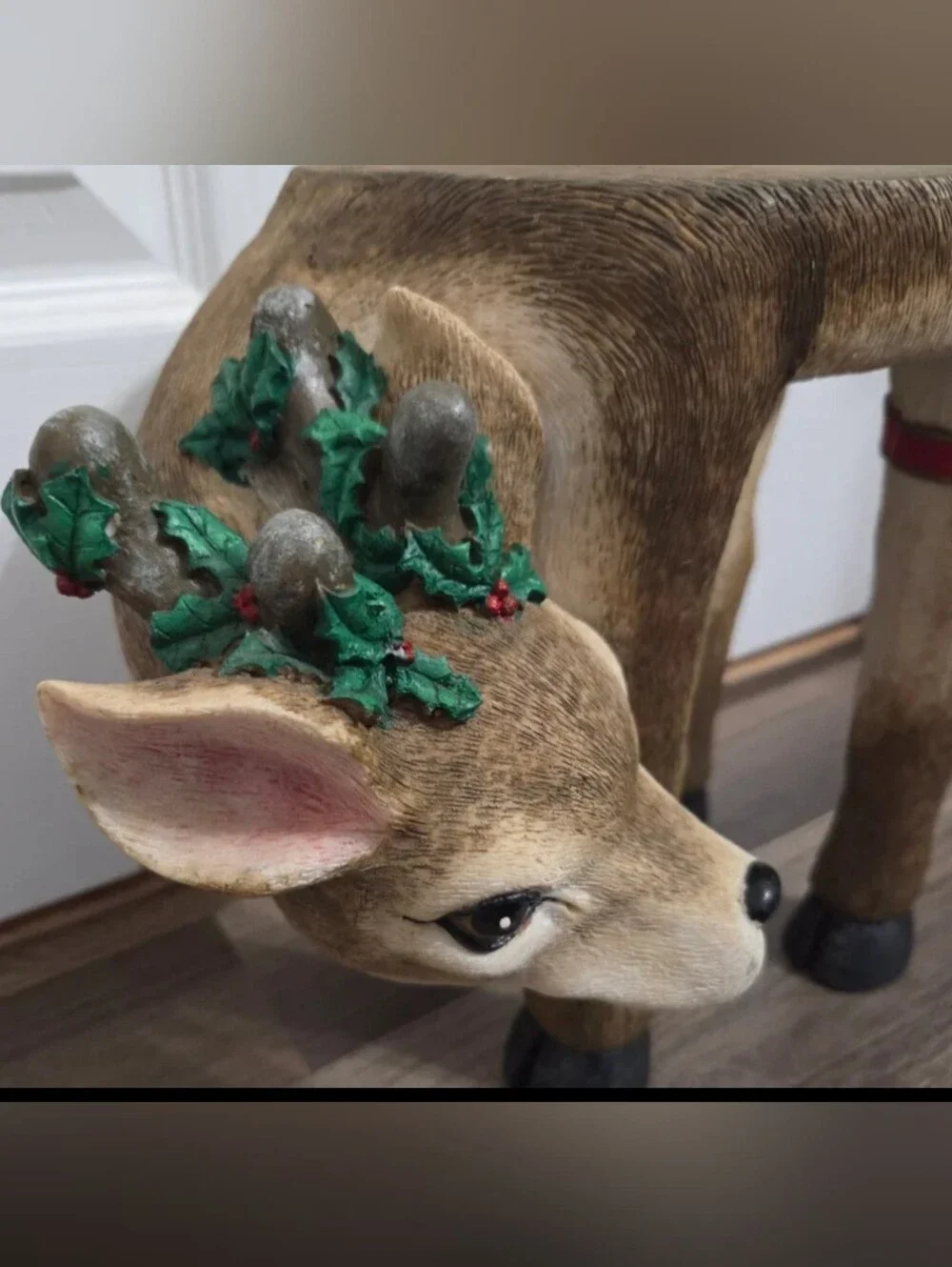 Christmas Deer Sculpted Resin Flat Top Plant Stand Foot Stool Animal Art 11